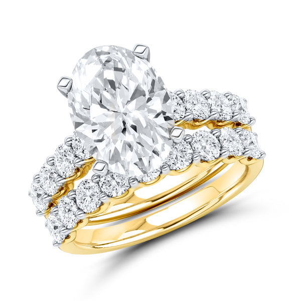 14k yellow gold 6.00 CTW Oval Shape Lab diamond Bridal ring set
