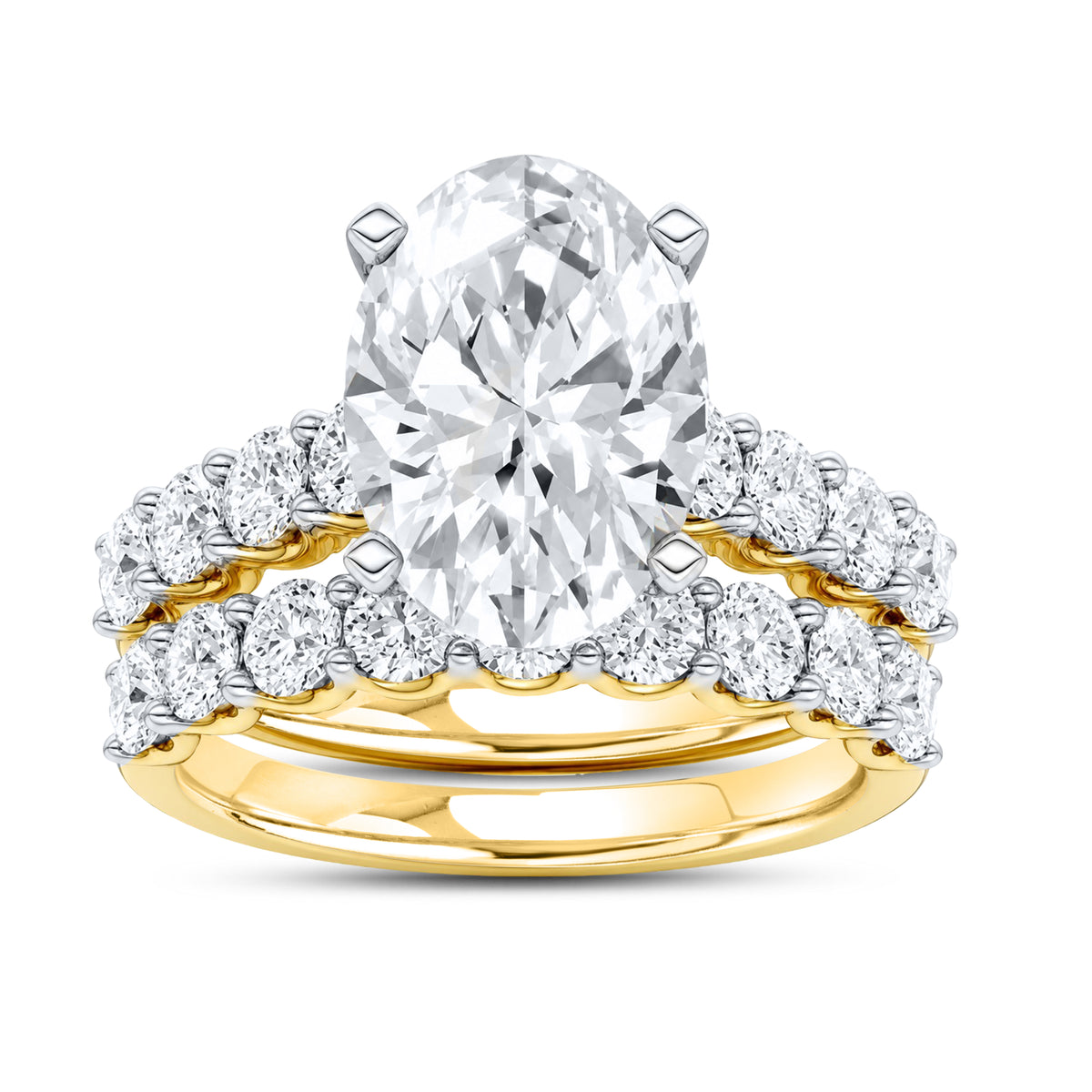14k yellow gold 6.00 CTW Oval Shape Lab diamond Bridal ring set