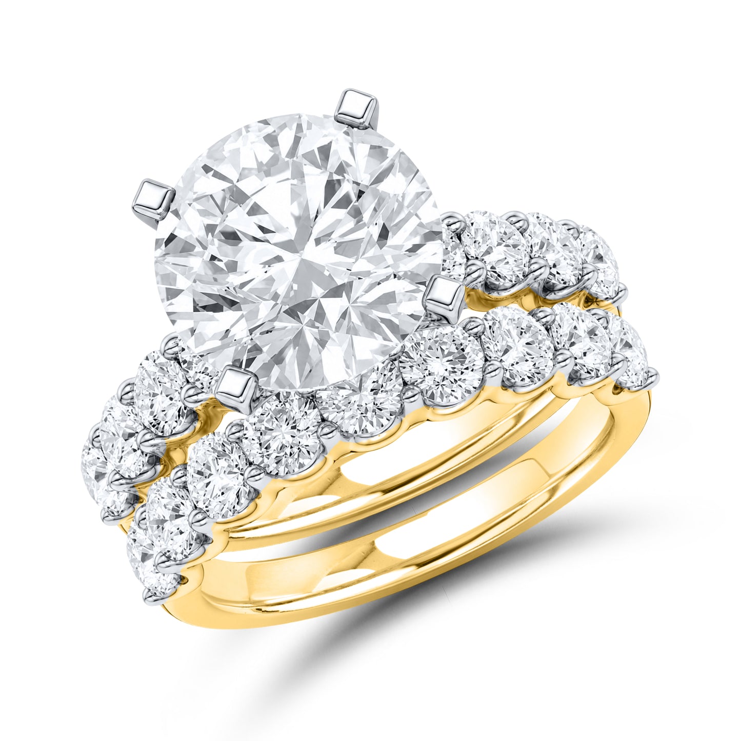 14kt yellow gold 6.00 ctw Round lab diamond ring set