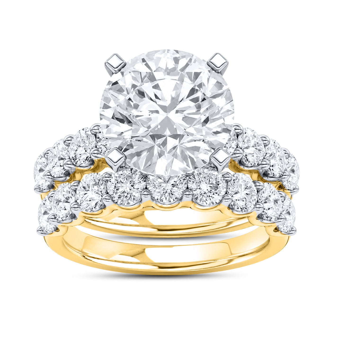 14kt yellow gold 6.00 ctw Round lab diamond ring set