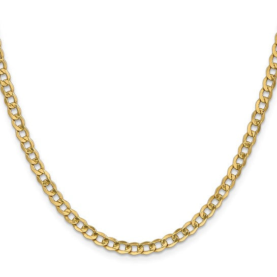10KT Yellow Gold 4.3mm Semi-Solid Curb Chain