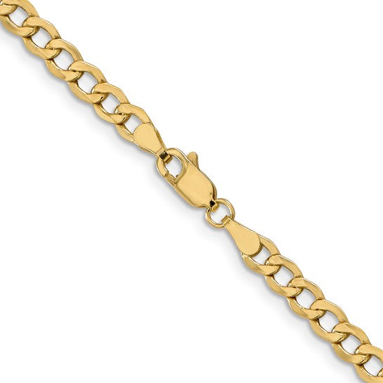 10KT Yellow Gold 4.3mm Semi-Solid Curb Chain