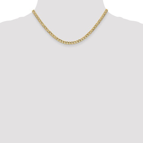 10KT Yellow Gold 4.3mm Semi-Solid Curb Chain