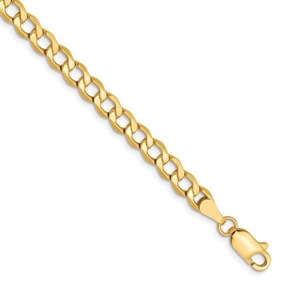 10KT Yellow Gold 4.3mm Semi-Solid Curb Chain