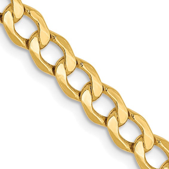 10KT Yellow Gold 4.3mm Semi-Solid Curb Chain