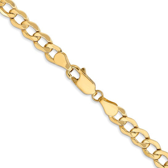 10KT Yellow Gold 5.25mm Semi-Solid Curb Chain