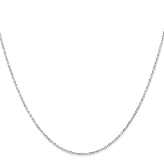 14KT White Gold 14 inch Carded .95mm Cable Rope with Spring Ring Clasp Chain