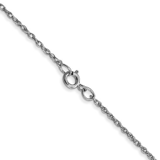 14KT White Gold 14 inch Carded .95mm Cable Rope with Spring Ring Clasp Chain