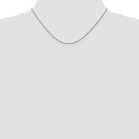 14KT White Gold 16 inch Carded .95mm Cable Rope with Spring Ring Clasp Chain