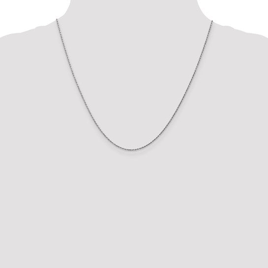 14KT White Gold 20 inch Carded .95mm Cable Rope with Spring Ring Clasp Chain