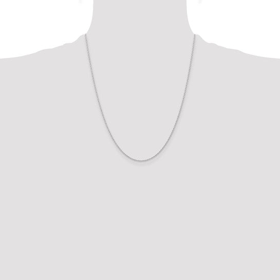 14KT White Gold 22 inch Carded .95mm Cable Rope with Spring Ring Clasp Chain