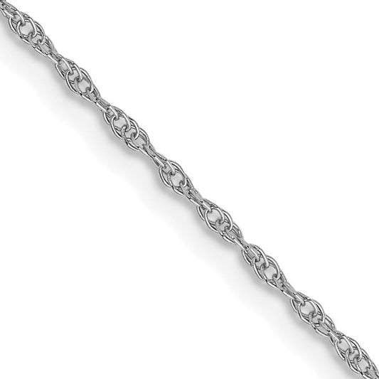 14KT White Gold 14 inch Carded .95mm Cable Rope with Spring Ring Clasp Chain