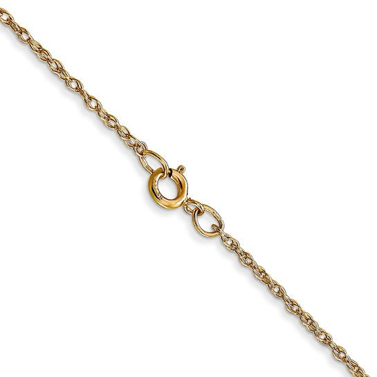 14KT Yellow Gold 14 inch Carded .95mm Cable Rope with Spring Ring Clasp Chain