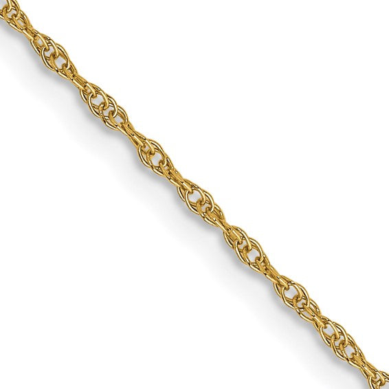 14KT Yellow Gold 14 inch Carded .95mm Cable Rope with Spring Ring Clasp Chain