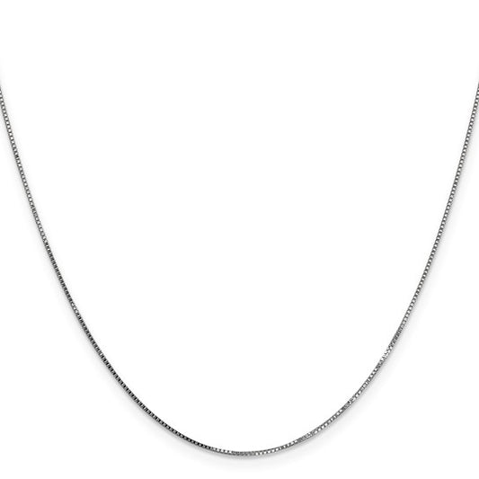 14KT White Gold .8mm Box with Spring Ring Clasp Chain