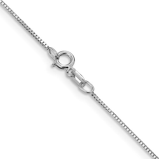 14KT White Gold .8mm Box with Spring Ring Clasp Chain