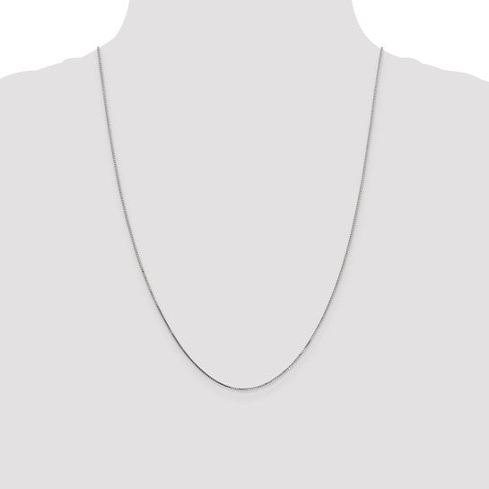 14KT White Gold .8mm Box with Spring Ring Clasp Chain