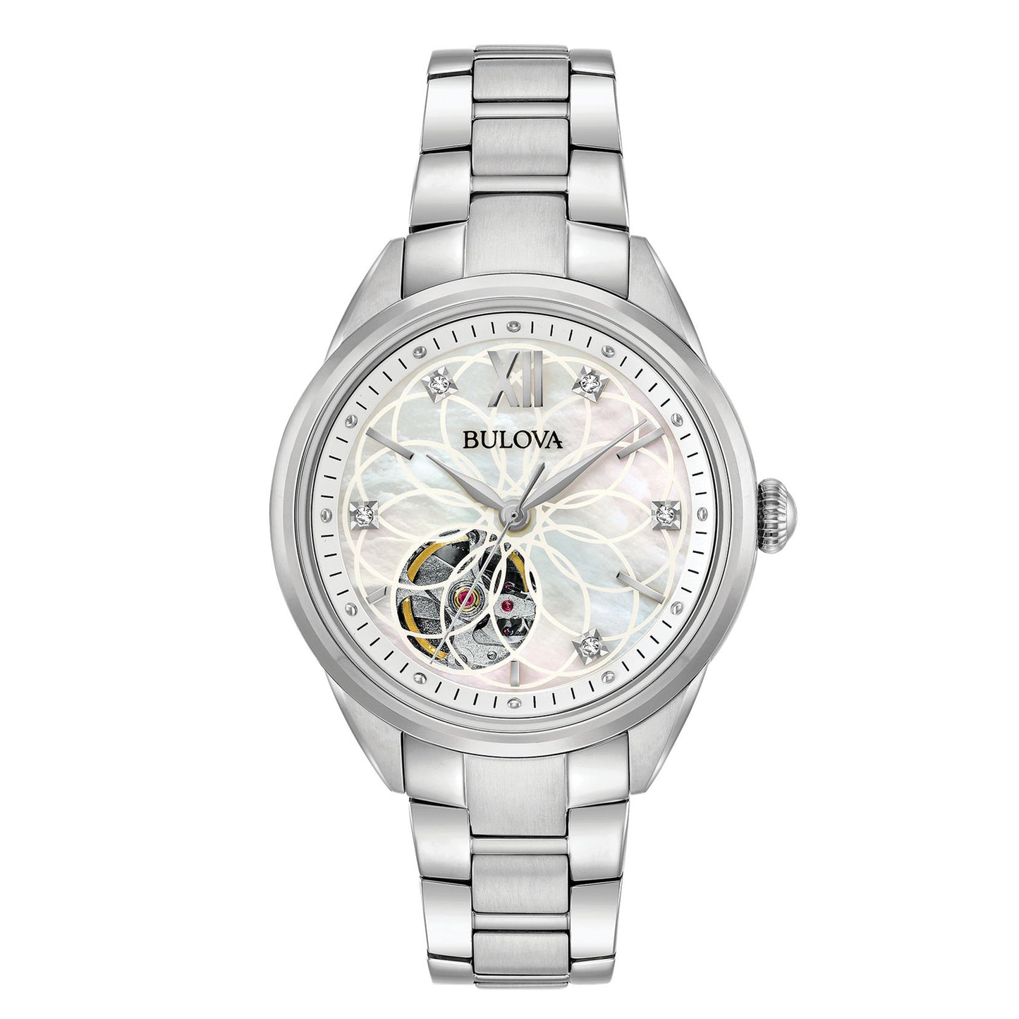 Ladies' Bulova Sutton Diamond Stainless Steel Automatic Watch 34mm - 96P181