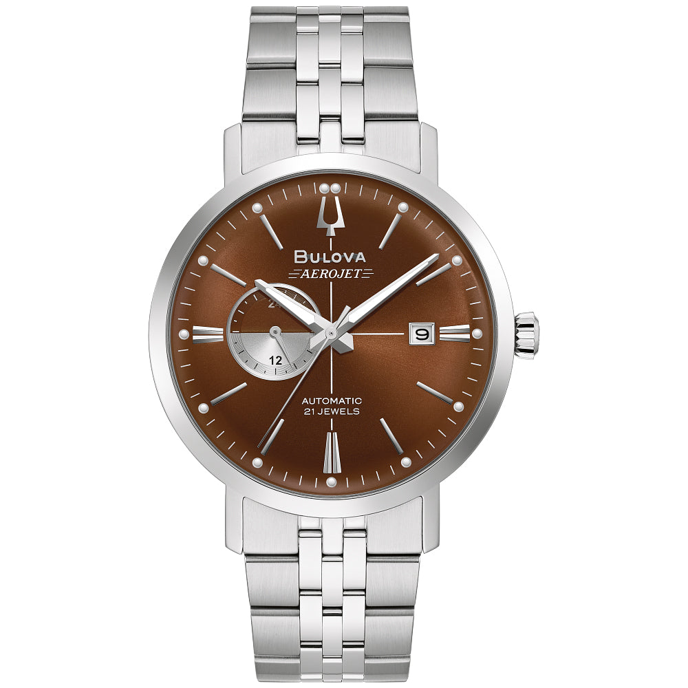 Bulova 96B375 Aerojet Automatic Watch – Men’s Brown Dial, Stainless Steel
