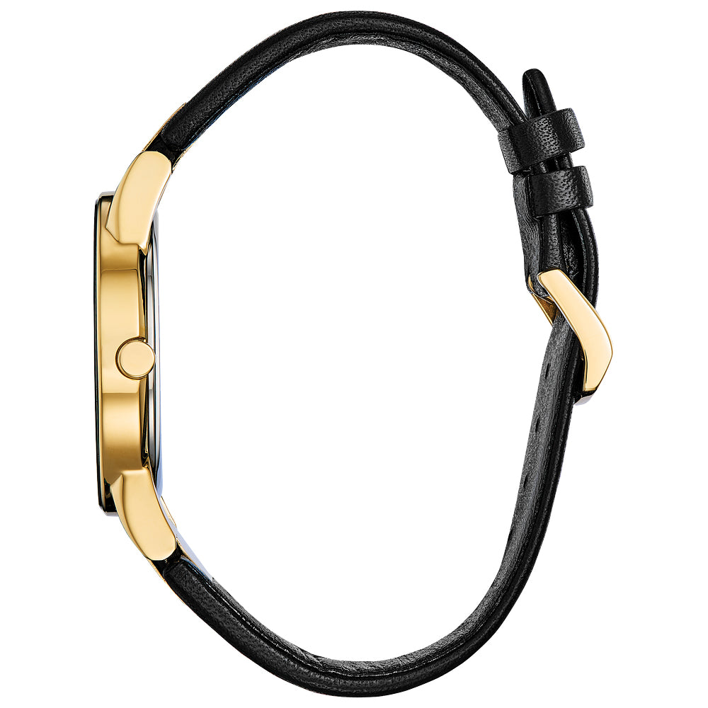 Men's Citizen Eco-Drive Axiom Gold-Tone Black Leather Strap Watch | 40mm |