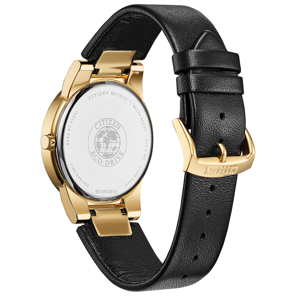Men's Citizen Eco-Drive Axiom Gold-Tone Black Leather Strap Watch | 40mm |