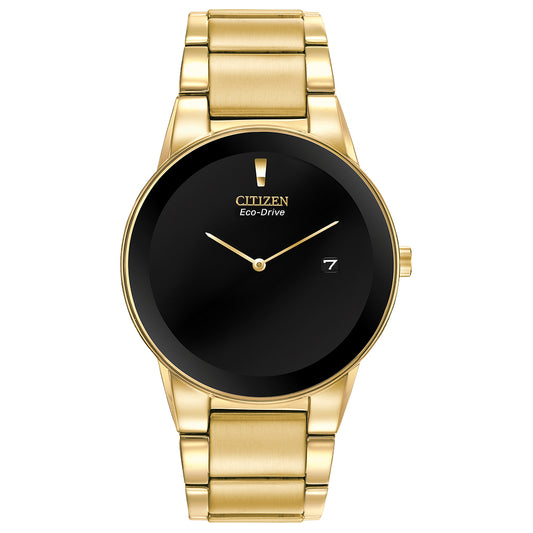Citizen Eco-Drive Axiom Gold Tone Black Dial Watch 40mm