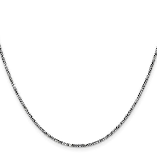 14KT White Gold 30 inch 1.5mm Semi-Solid Round Box with Lobster Clasp Chain