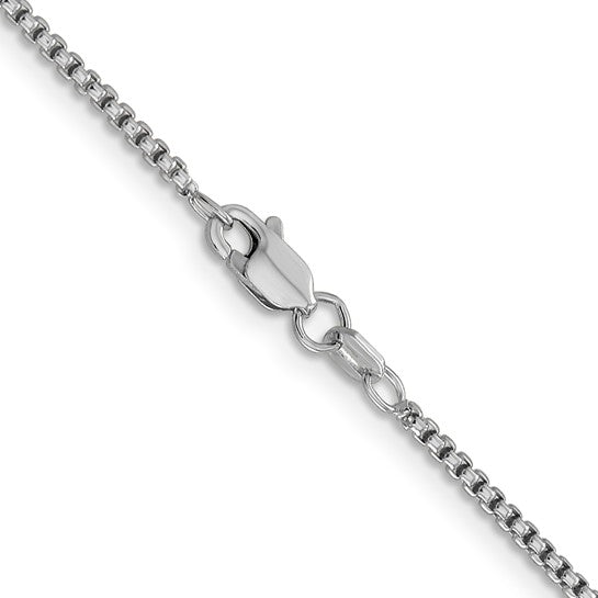 14KT White Gold 30 inch 1.5mm Semi-Solid Round Box with Lobster Clasp Chain