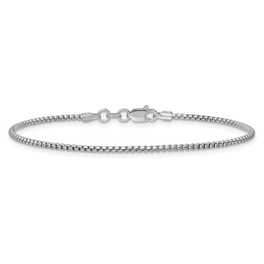 14KT White Gold 7 inch 1.5mm Semi-Solid Round Box with Lobster Clasp Bracelet