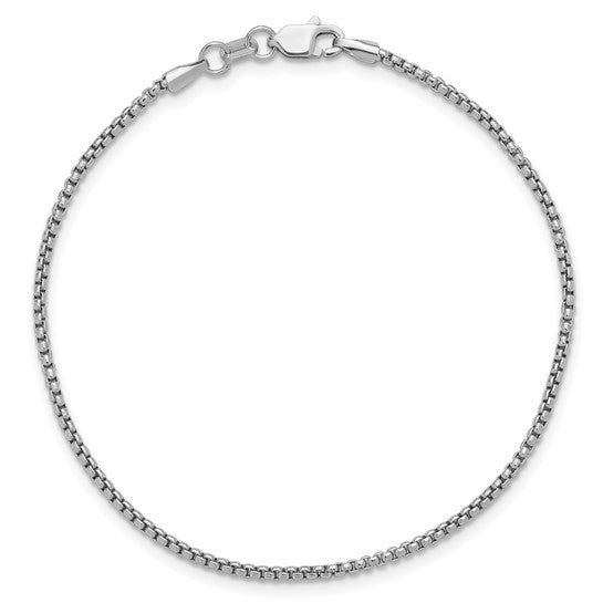 14KT White Gold 7 inch 1.5mm Semi-Solid Round Box with Lobster Clasp Bracelet