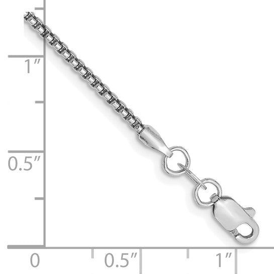 14KT White Gold 7 inch 1.5mm Semi-Solid Round Box with Lobster Clasp Bracelet
