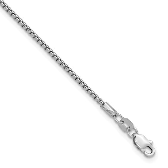 14KT White Gold 7 inch 1.5mm Semi-Solid Round Box with Lobster Clasp Bracelet
