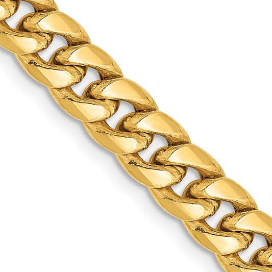 14kt Yellow Gold 28 inch 6mm Semi-Solid Miami Cuban with Lobster Clasp Chain