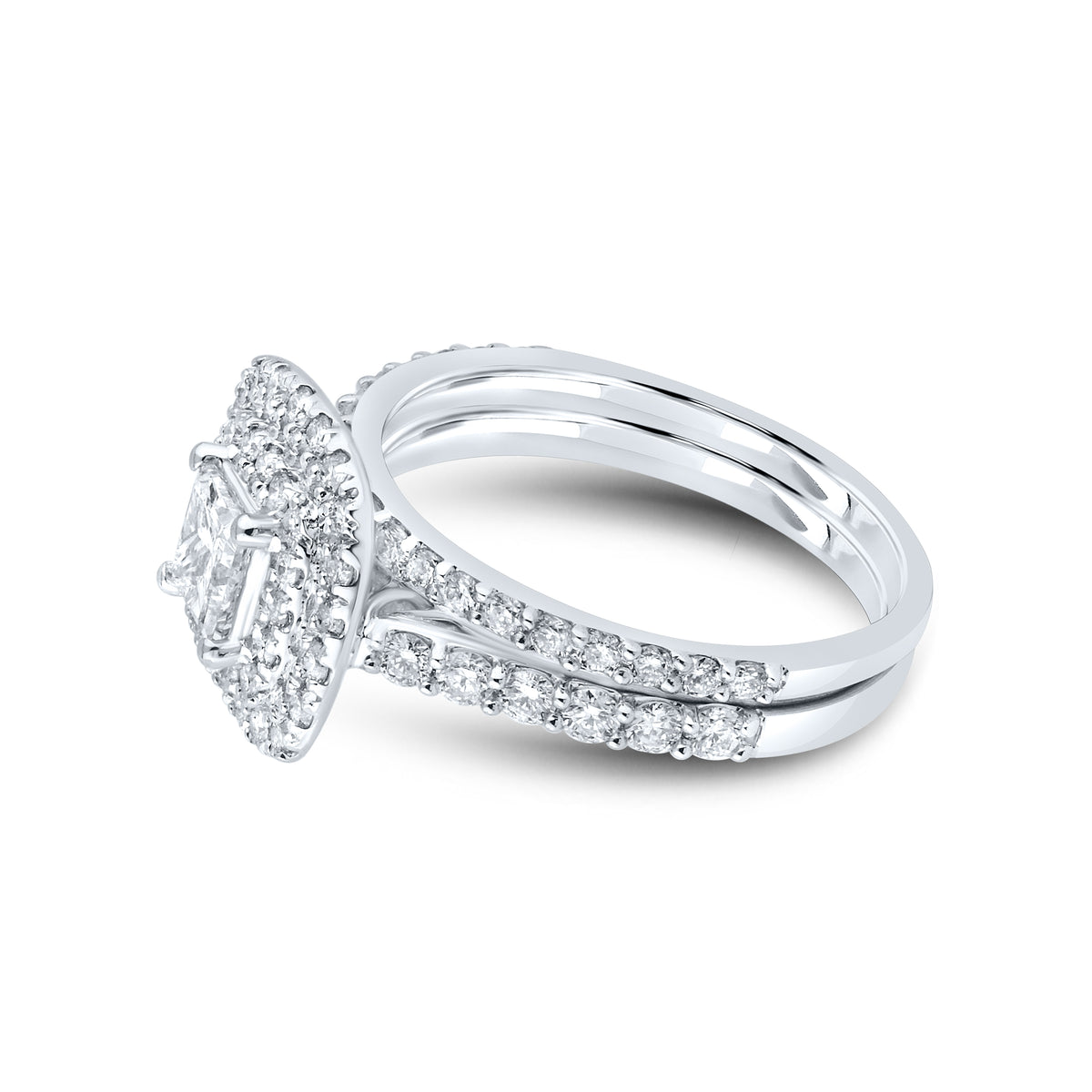 10kt white gold 1.54 CTW Natural Diamond Bridal ring set