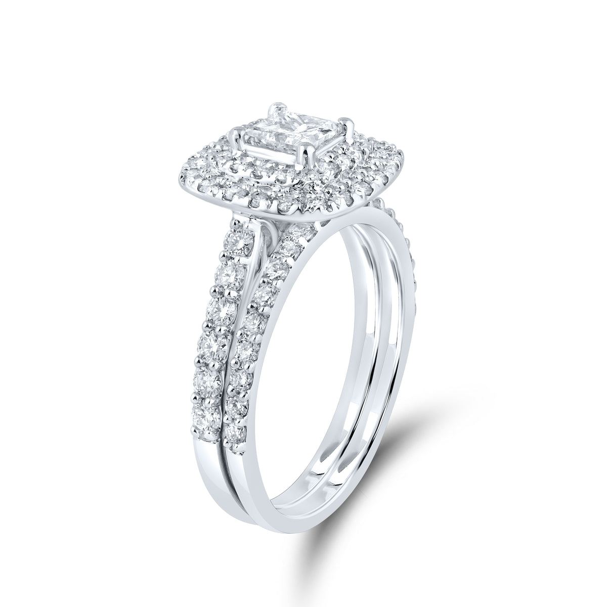 10kt white gold 1.54 CTW Natural Diamond Bridal ring set