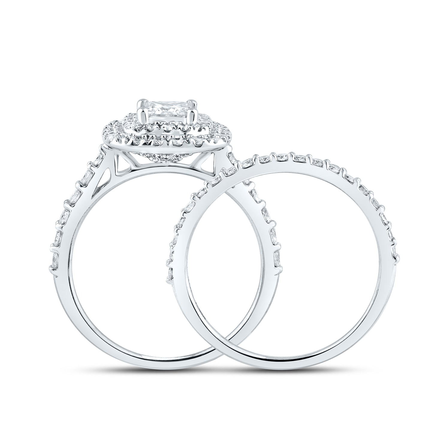 10kt white gold 1.54 CTW Natural Diamond Bridal ring set