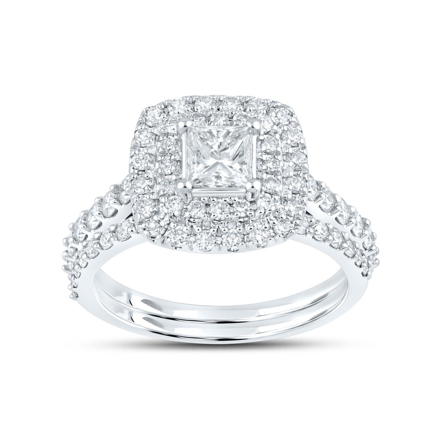 10kt white gold 1.54 CTW Natural Diamond Bridal ring set