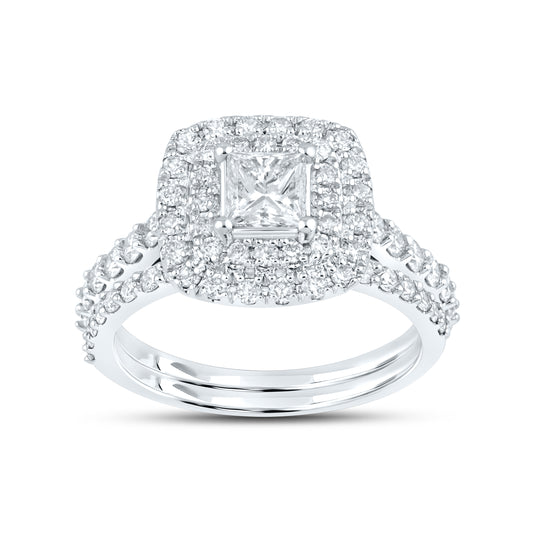 10kt white gold 1.54 CTW Natural Diamond Bridal ring set