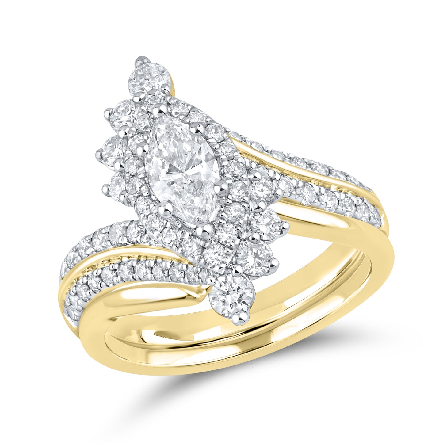 10kt Yellow Gold ring 1.39 CTW Diamond Bridal ring Set