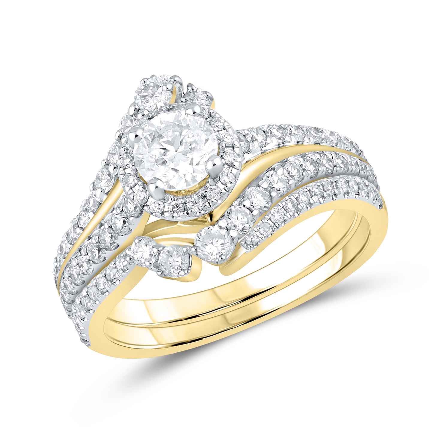 10k YELLOW GOLD 1.44 CTW Diamond Bridal Ring Set