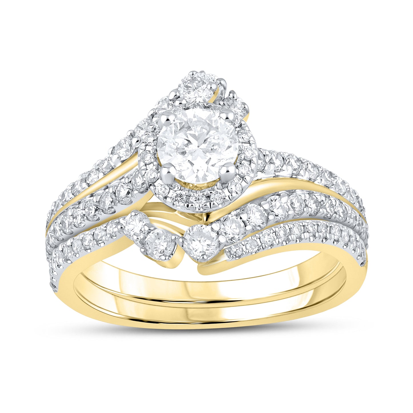 10k YELLOW GOLD 1.44 CTW Diamond Bridal Ring Set