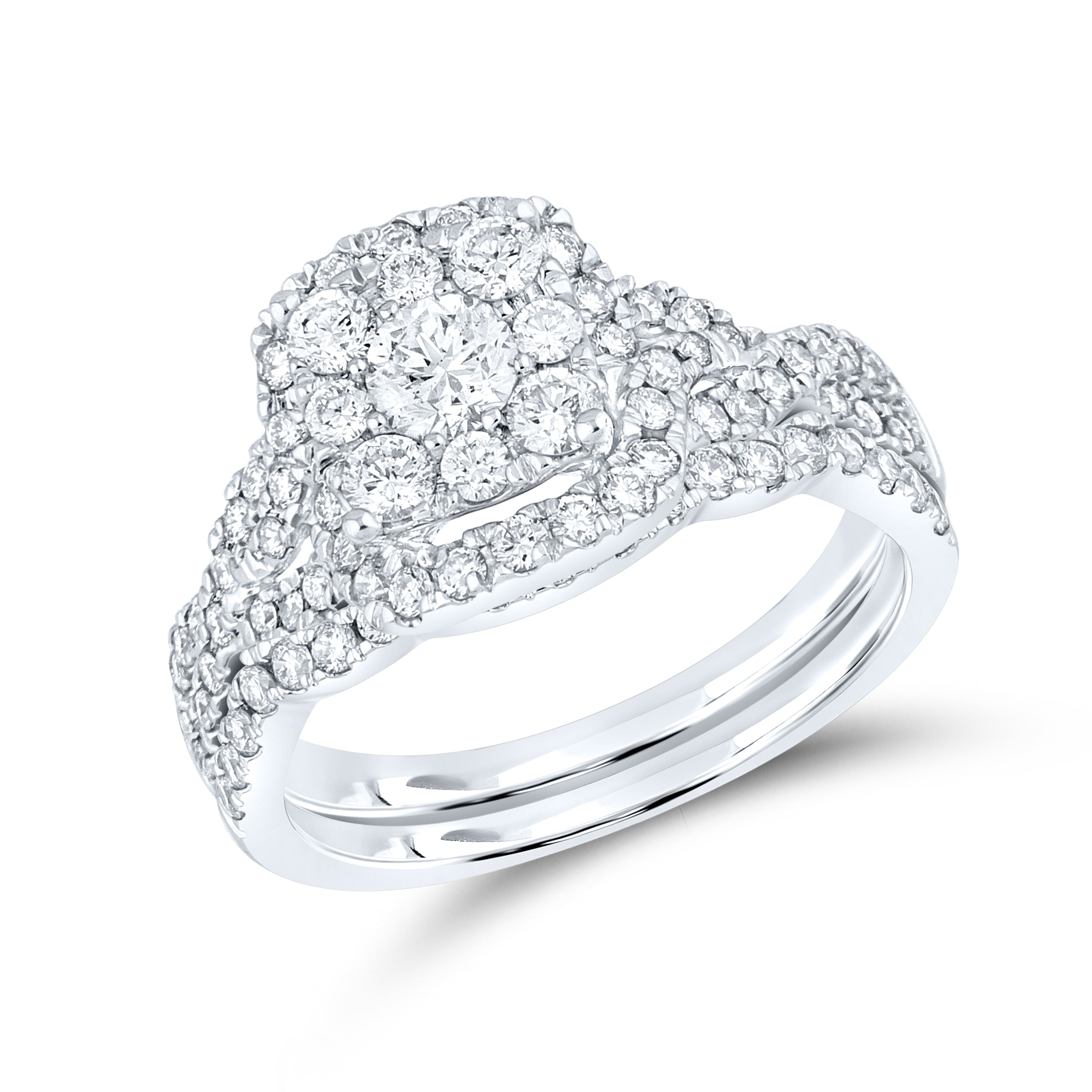 10KT WHITE GOLD LAB DIAMOND BRIDAL SET 1.29 CTW