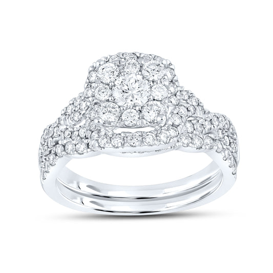 10KT WHITE GOLD LAB DIAMOND BRIDAL SET 1.29 CTW