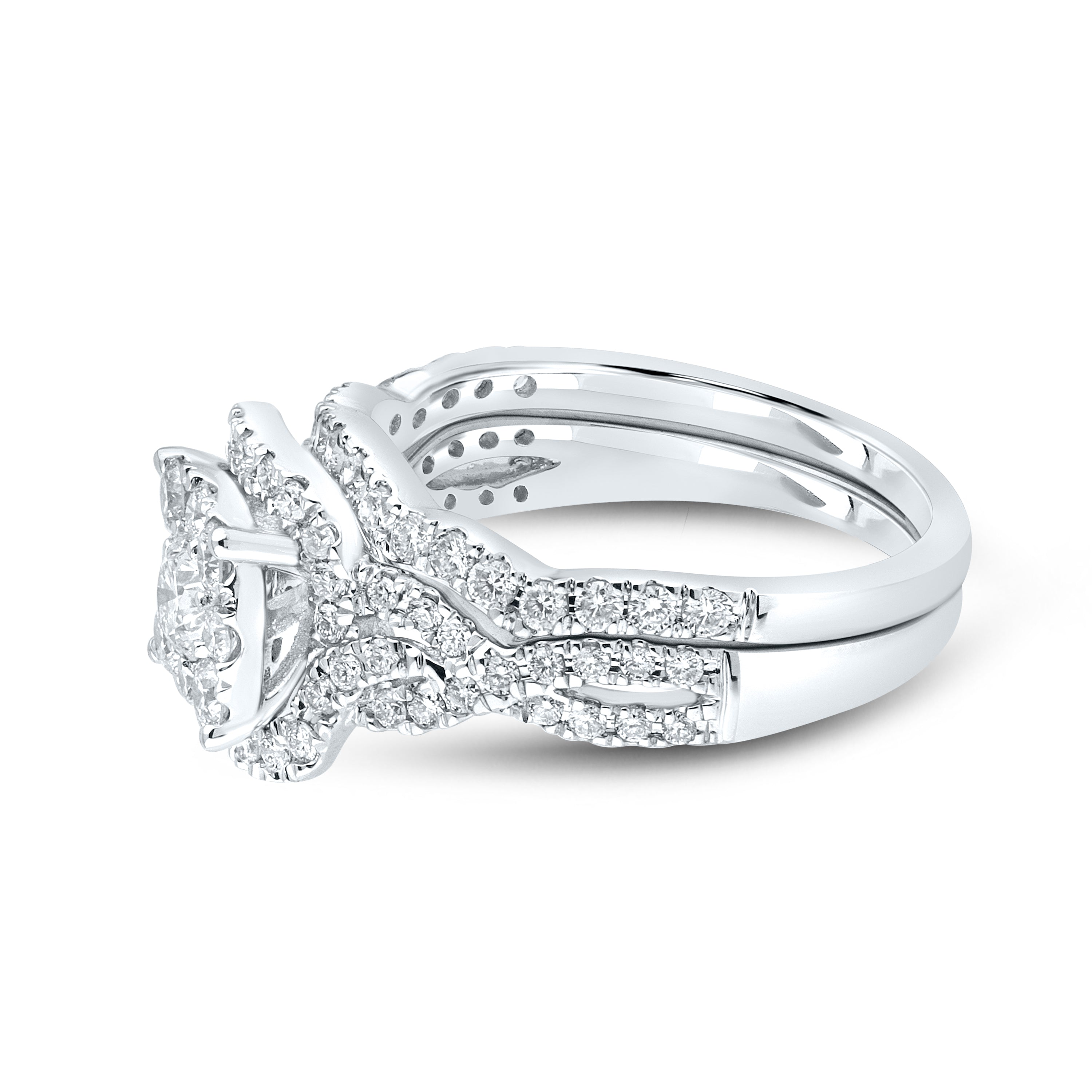 10KT WHITE GOLD LAB DIAMOND BRIDAL SET 1.29 CTW