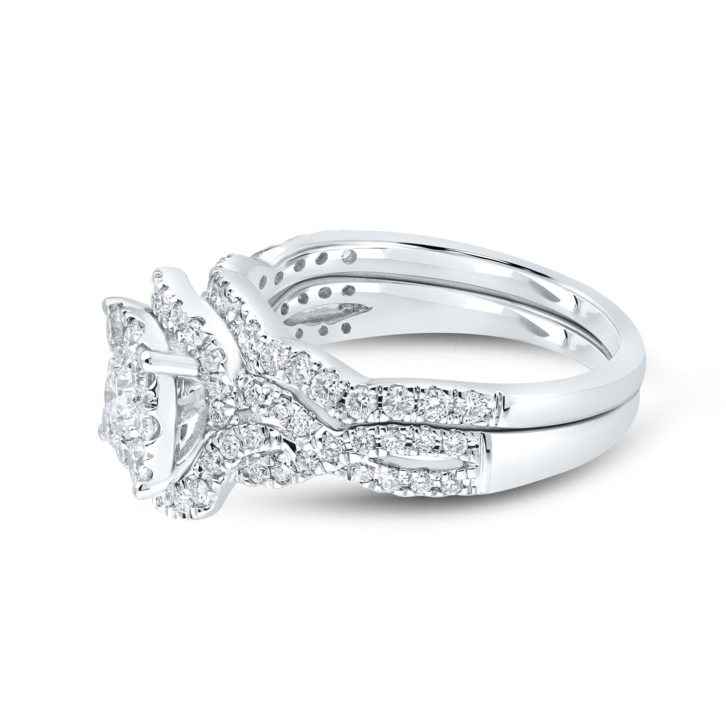 10KT WHITE GOLD LAB DIAMOND BRIDAL SET 1.29 CTW