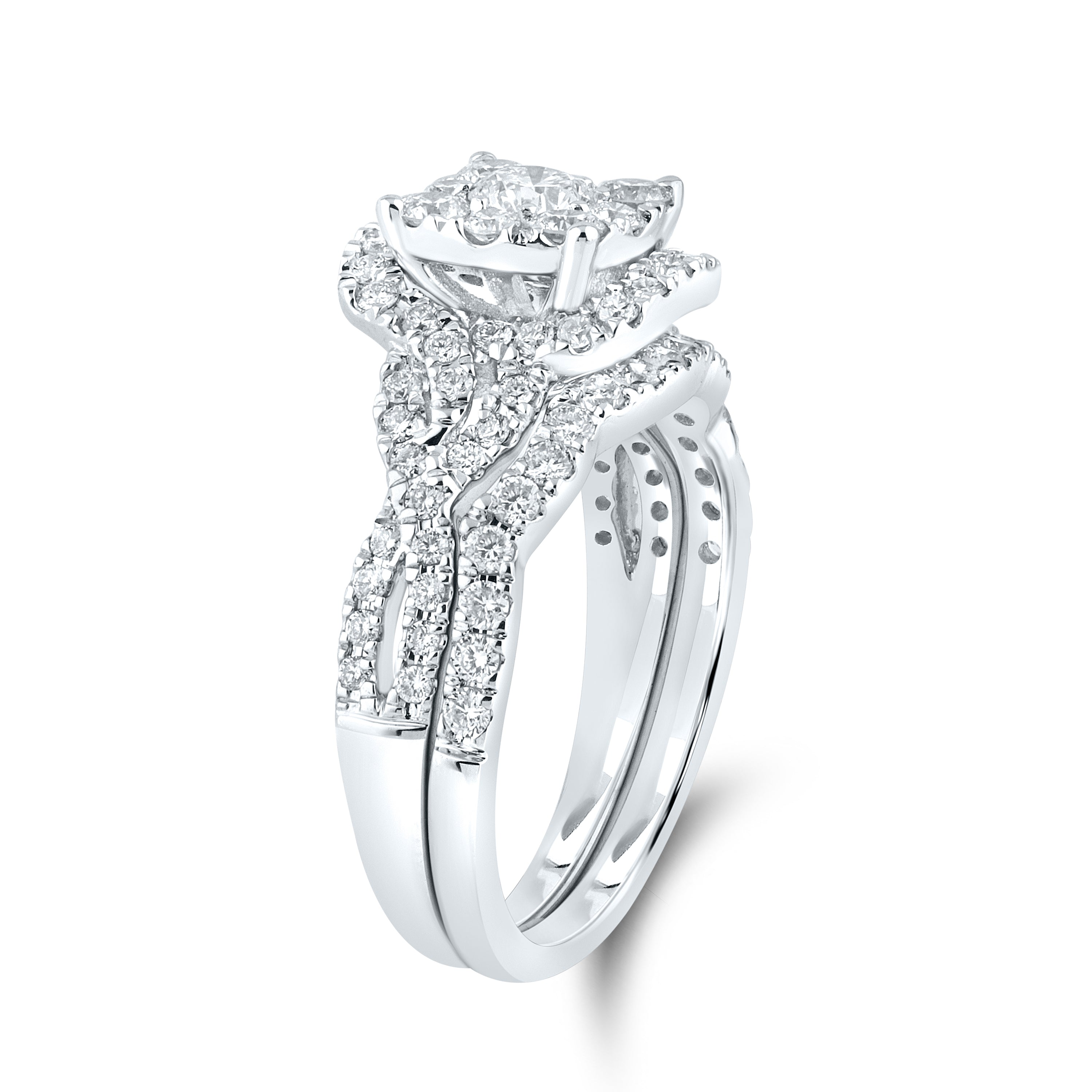 10KT WHITE GOLD LAB DIAMOND BRIDAL SET 1.29 CTW