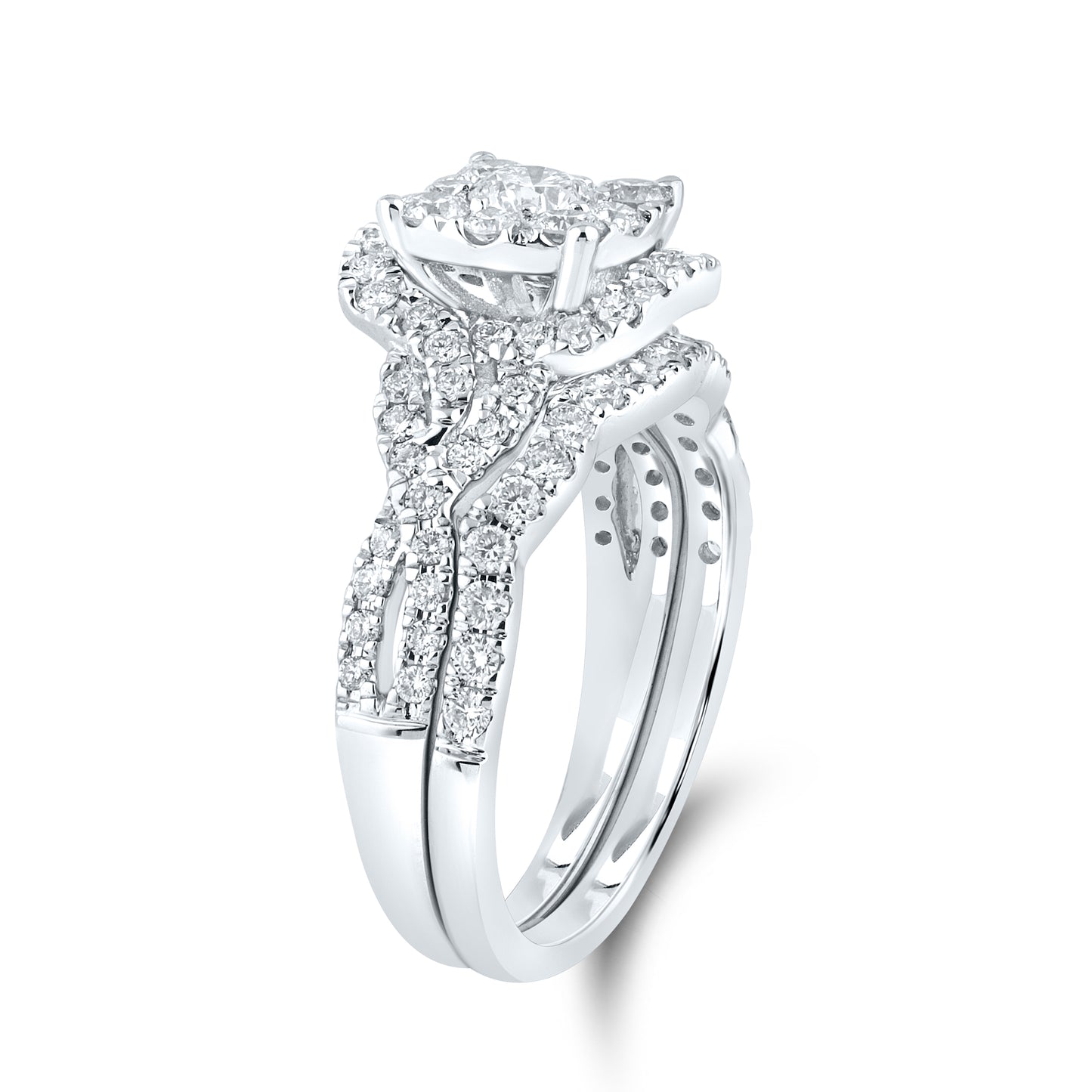 10KT WHITE GOLD LAB DIAMOND BRIDAL SET 1.29 CTW