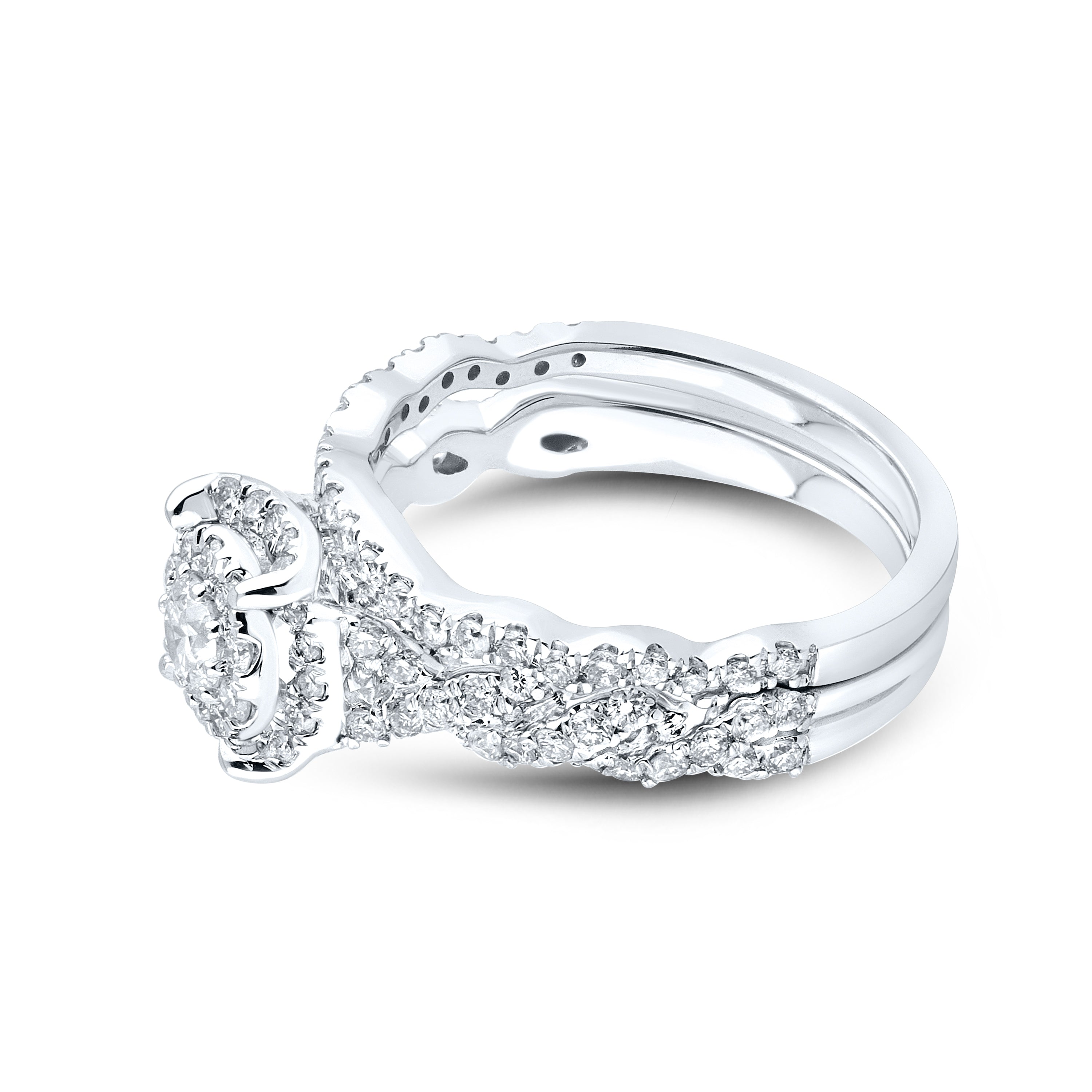 10kt white gold 1.29 CTW Natural Diamond Bridal ring set