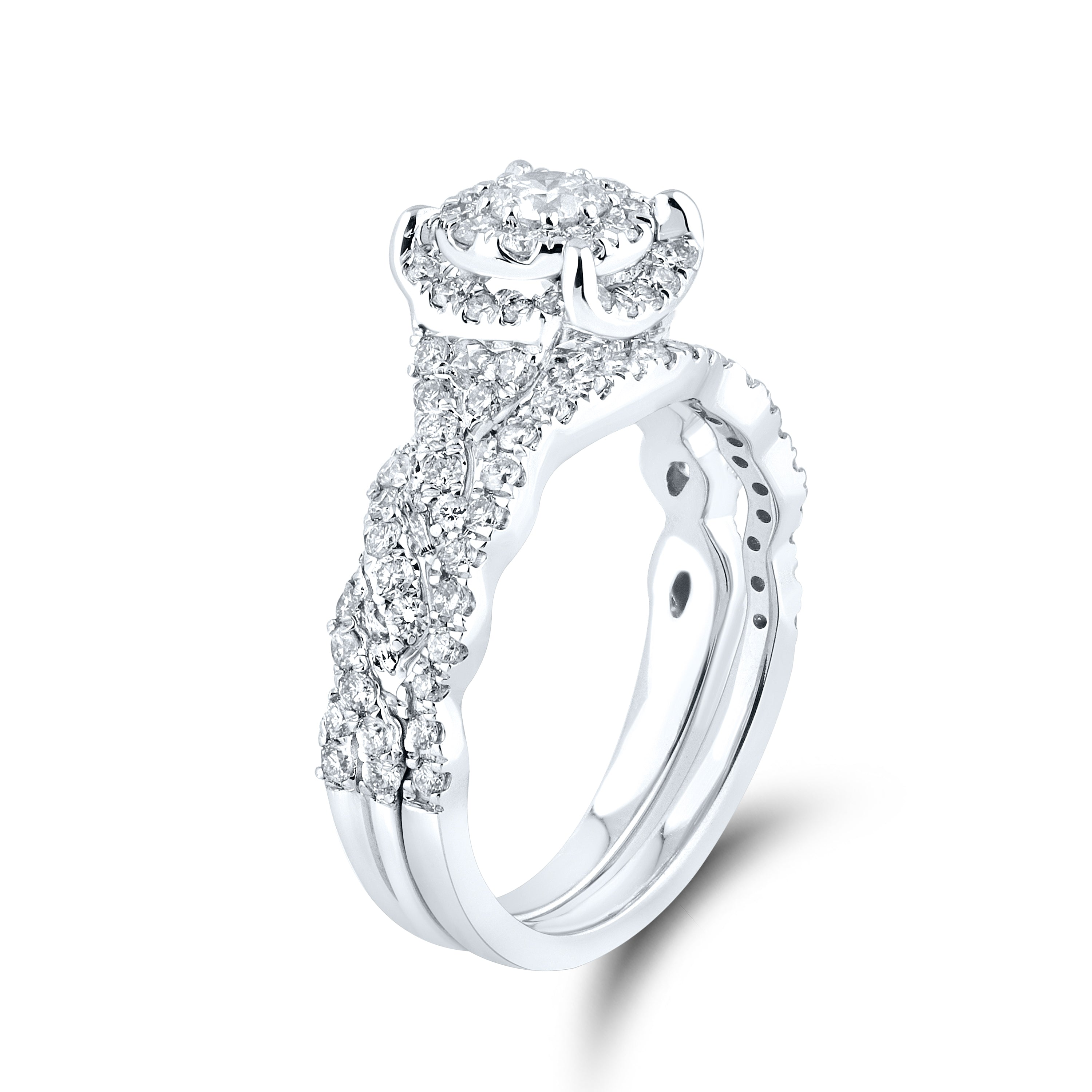 10kt white gold 1.29 CTW Natural Diamond Bridal ring set