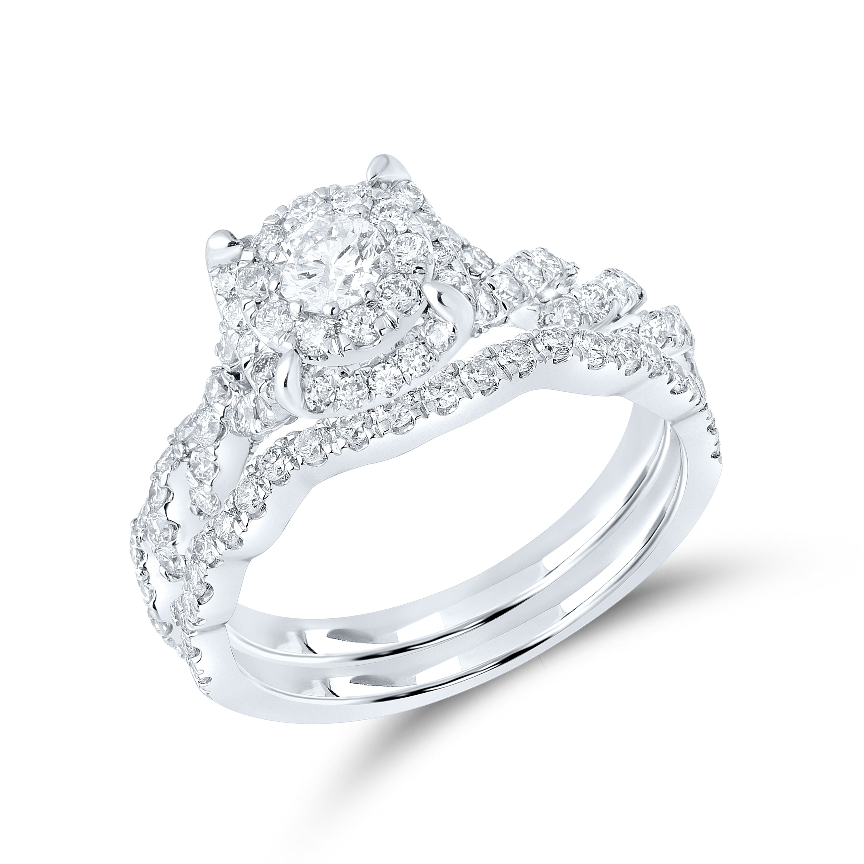 10kt white gold 1.29 CTW Natural Diamond Bridal ring set